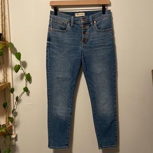 Madewell Medium Wash 9" Mid Rise Skinny Crop Button Fly Jeans Size 28P